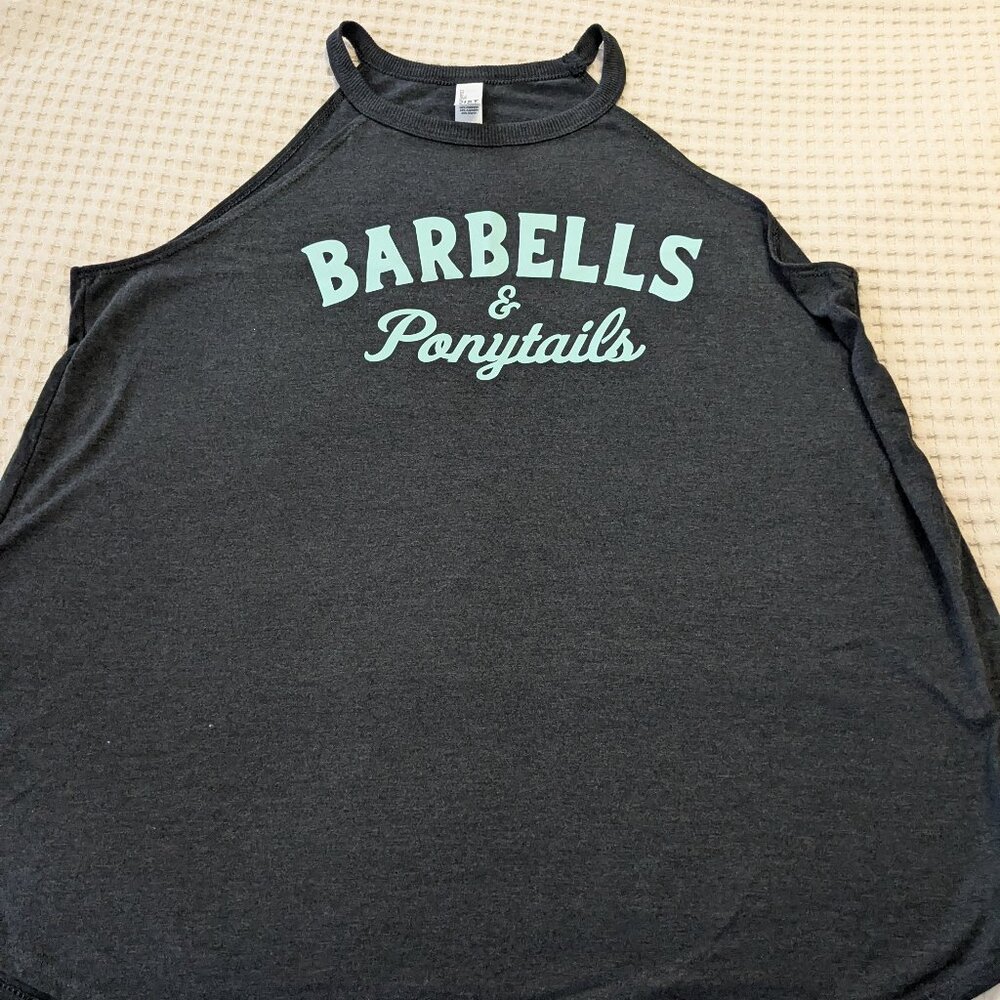 Barbells And Ponytails Flowy High Neck "LOGO" Tank Top SZ XXL NEW